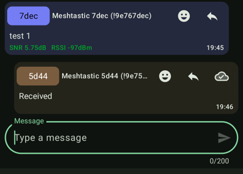 Image of received message